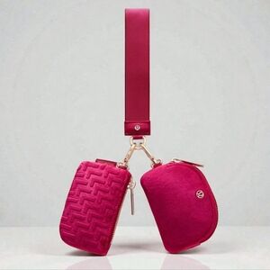 NEW Lululemon L Monogram Velvet Dual Pouch Wristlet